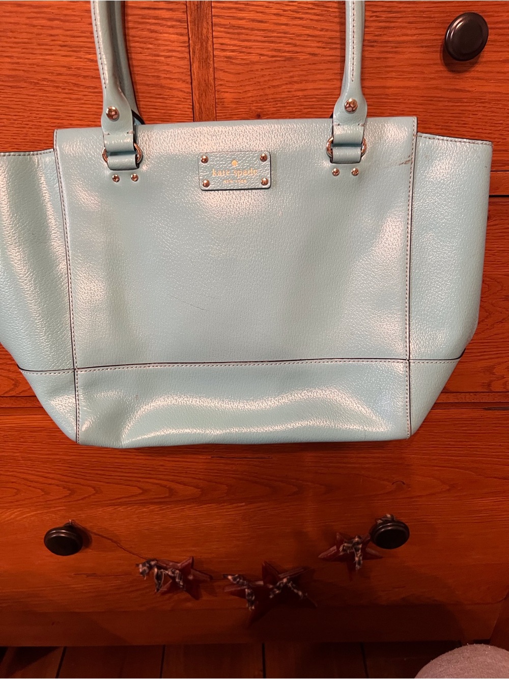 kate spade pastel blue leather tote